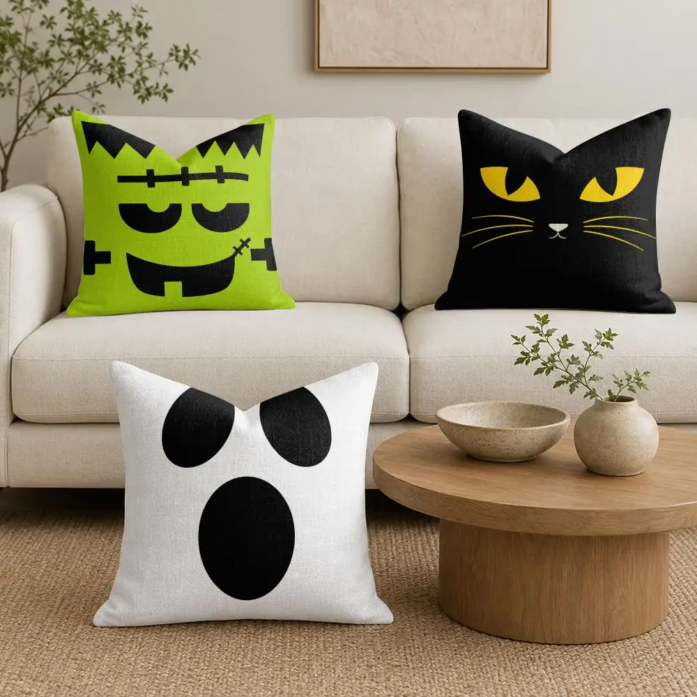 ghostly expressions Cushion Cover Organic Linen Throw Pillow Cover - Double-Sided Print Breathable Cushion Case Home Decor