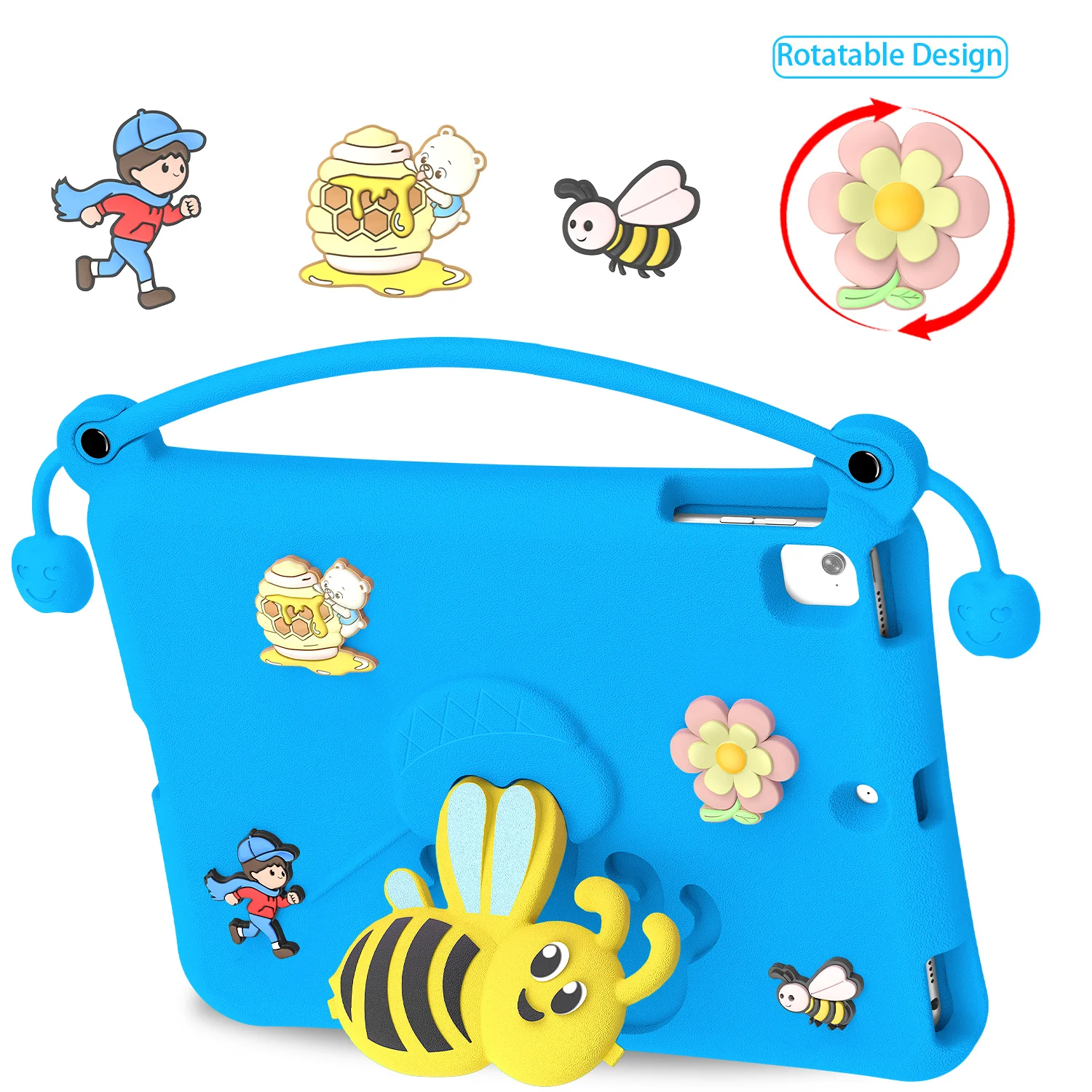 EVA Case For iPad 9.7-inch (2018)  /  (2017)  /  Pro 9.7 inch (2016)  /  Air 2  /  Air (2013) Bee Style Kickstand Tablet Cover w