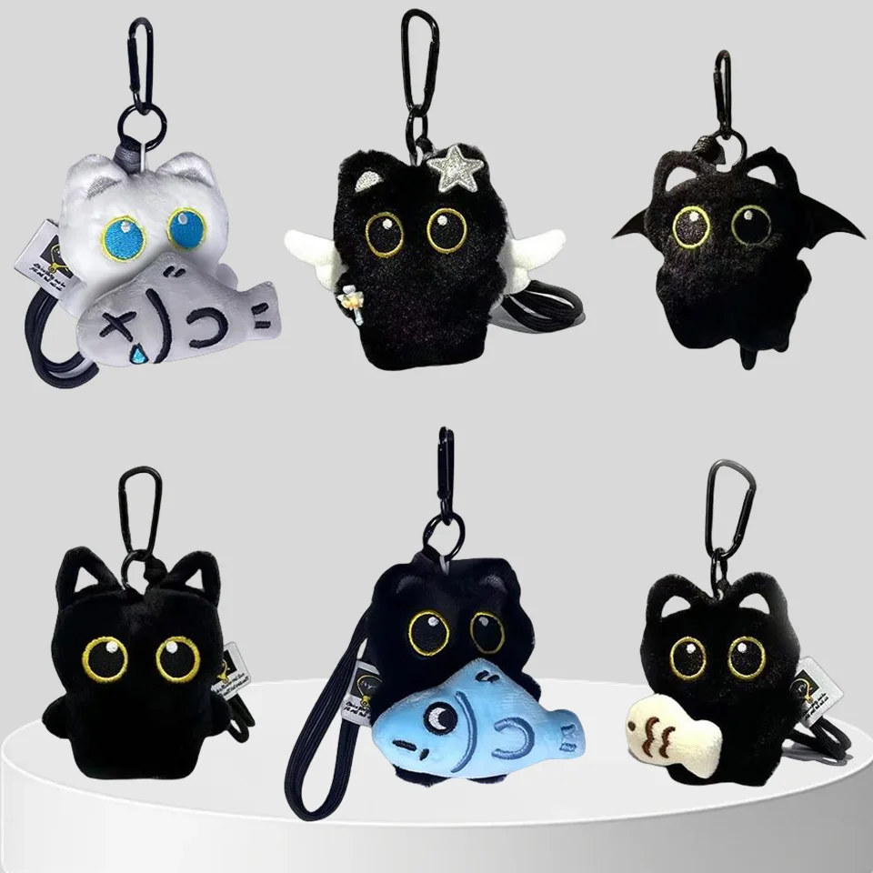 1/2/3 قطعة كول أفخم الأسود القط دمية لعبة حقيبة سلسلة مفاتيح قلادة جالبة للحظ سيارة كيرينغ اكسسوارات للنساء الرجال الأصدقاء الهدايا