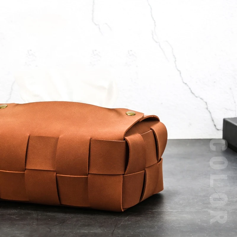 Vintage Leather Tissue Box Car Napkin Holder PU Home Office Hotel Pumping Paper Case Living Room Bedroom Desktop Organizer