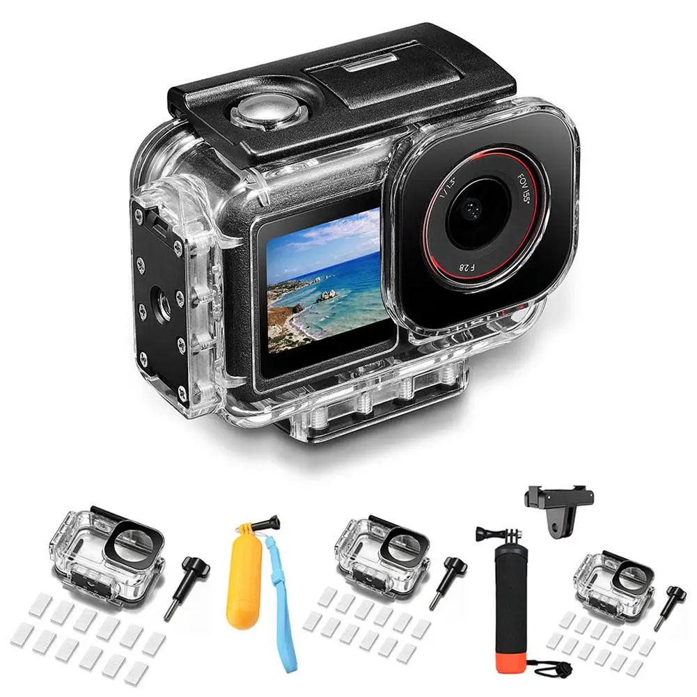 DJI Action 5用60M防水水中ケース、カメラハンドルマウント付き保護ダイビングハウジング、漏れ防止耐衝撃カバー