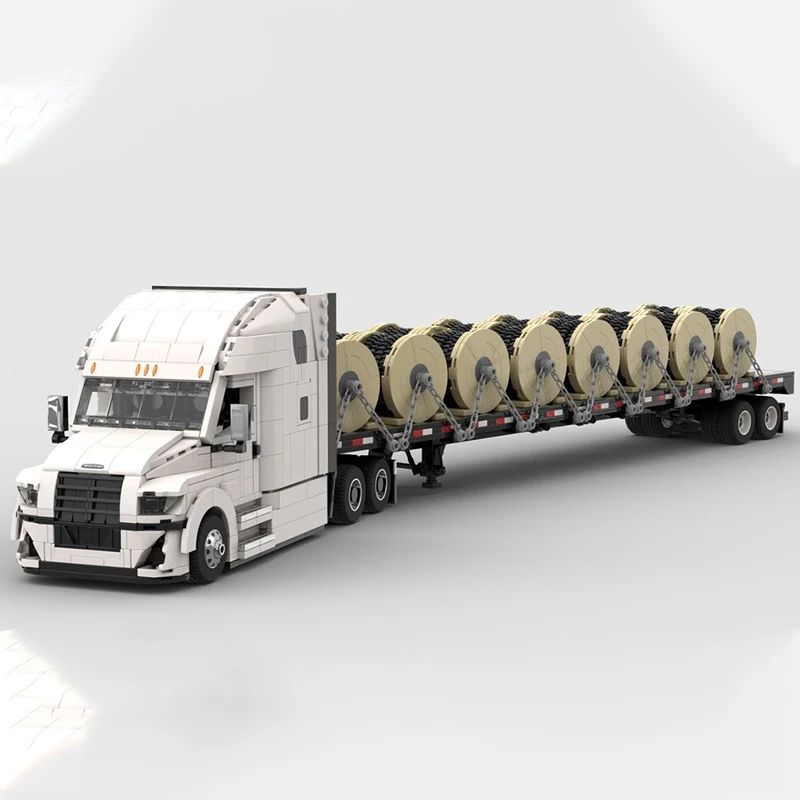 

593 шт. MOC полуплашетный трейлер 53 фута City Champions супер автомобиль строительные блоки Рождественский подарок дизайн мышление аппликации Creat