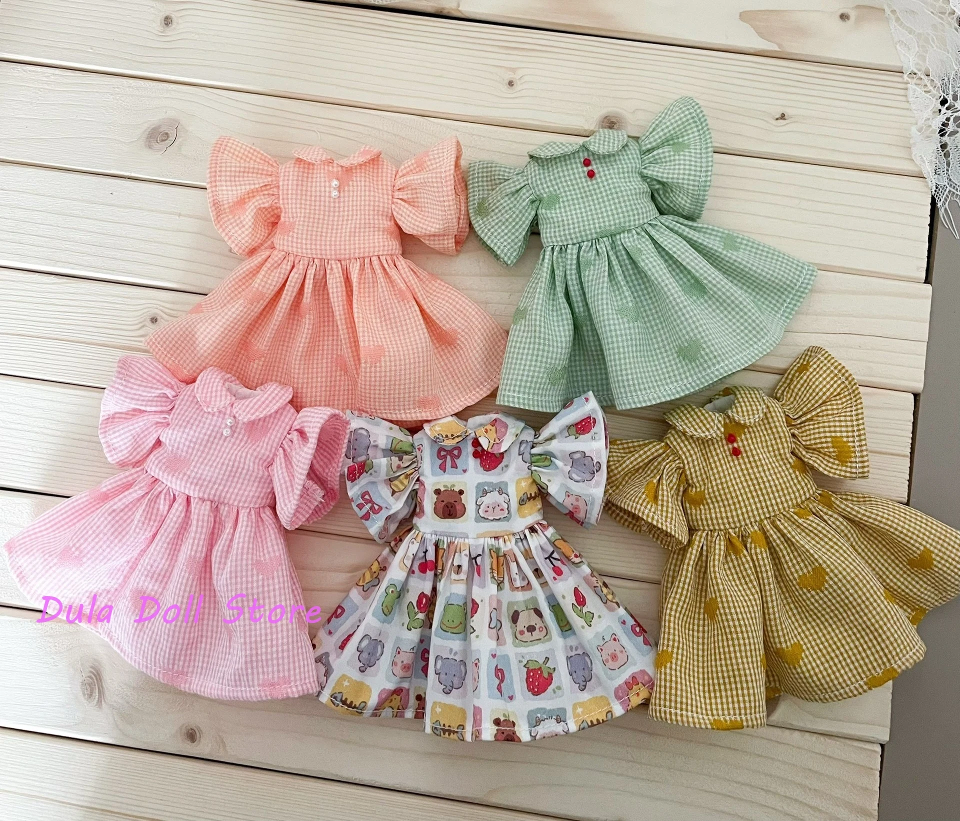 

Dula Doll Clothes Dress Colorful crewneck butterfly sleeve dress Blythe Landoudou Landazz ob24 ob22 Azone Licca ICY Doll