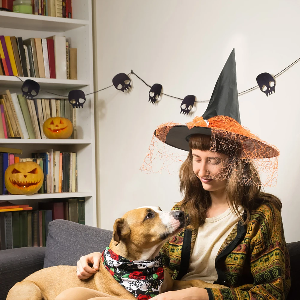 

4pcs Halloween Witch Hat Party Accessories Cosplay Costume Prop Oxford Cloth Wear-Resistant Reusable Festival Party Hat