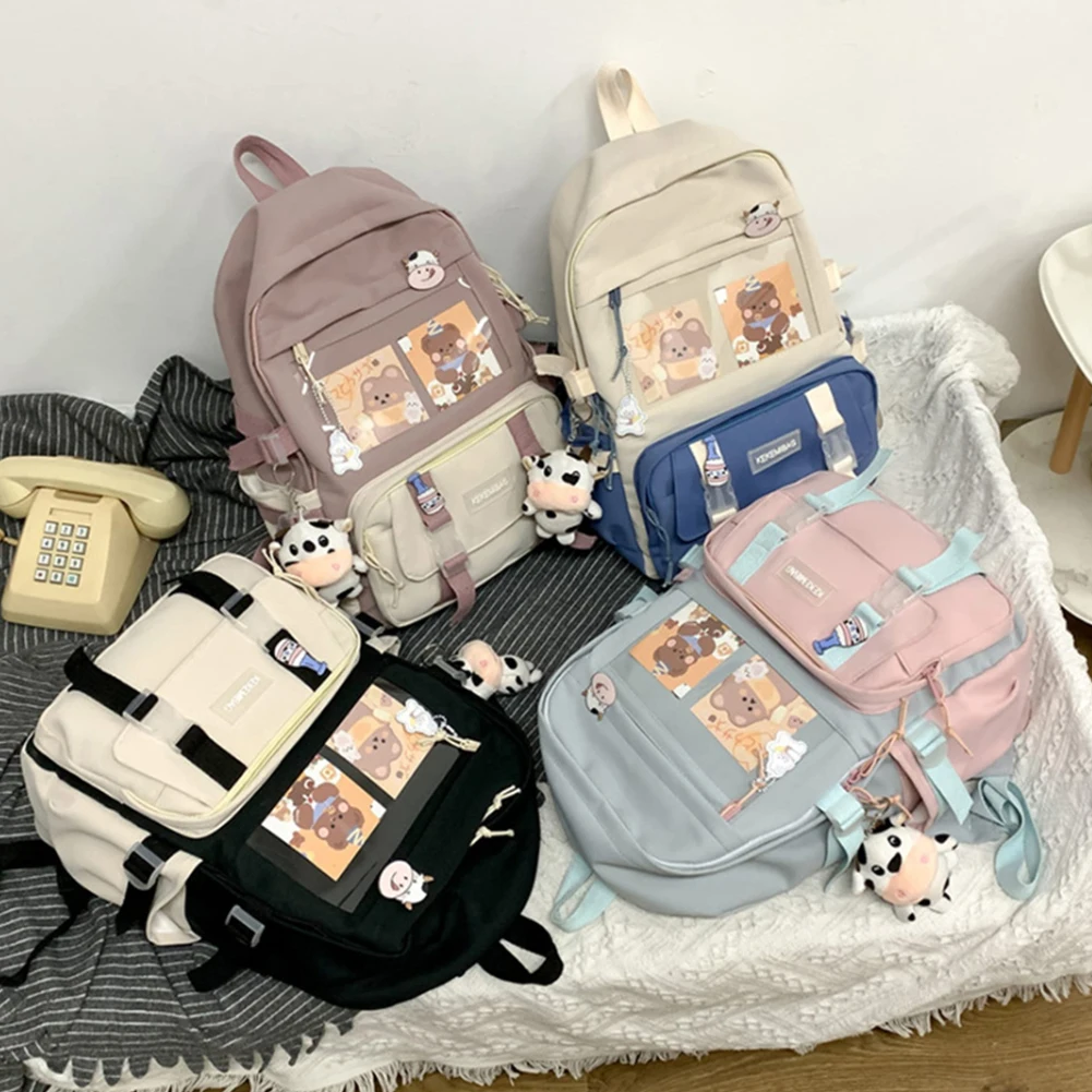ผู้หญิงแฟชั่นกระเป๋าเป้สะพายหลัง Contrast สีออกแบบผ้าใบกระเป๋าสําหรับทุกวันกระเป๋าเป้สะพายหลังนักเรียน Patchwork กระเป๋าเป้สะพายหลัง
