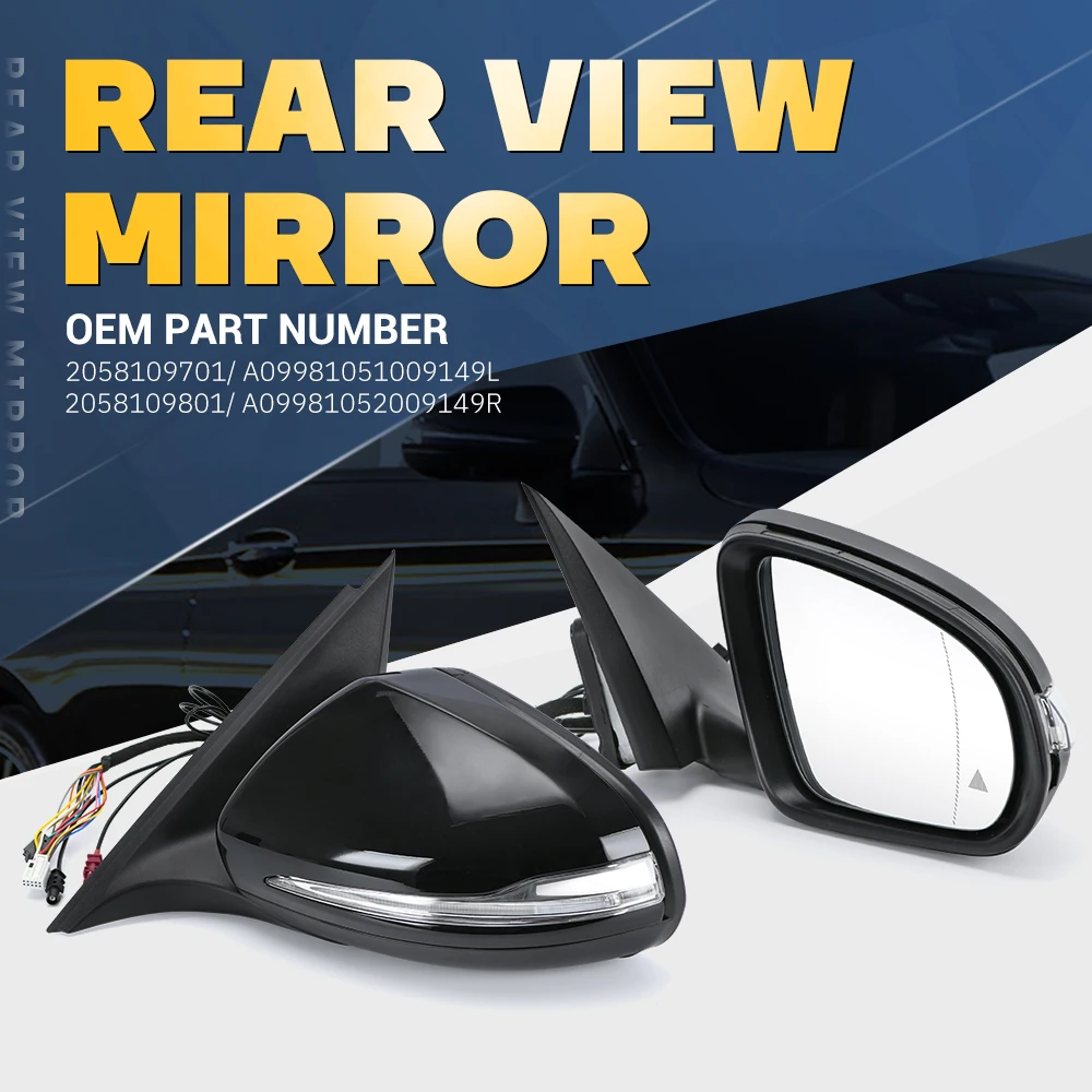 Left / Right Driver Side Mirror Passenger Side Mirror Power For 15-21 Mercedes Benz C class C180 C260 C300 2058109701 2058109801