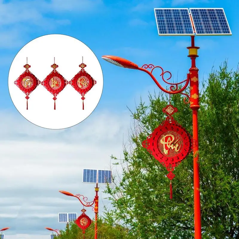 Chinese New Year Tree Decoration 3D 2024 Traditional Blessing Paper Fan Flower with Tassle Vietnamese Words New Year Supplies