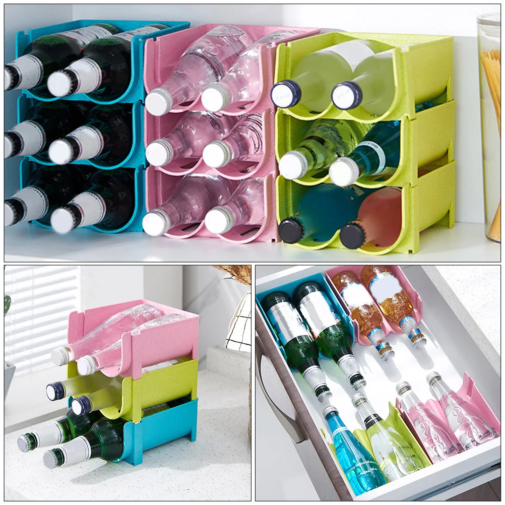 

3pcs Non-Skid Drink Box Wine Storage Container Stackable Rack For Refrigerator Beverage Box Environmentally Friendly