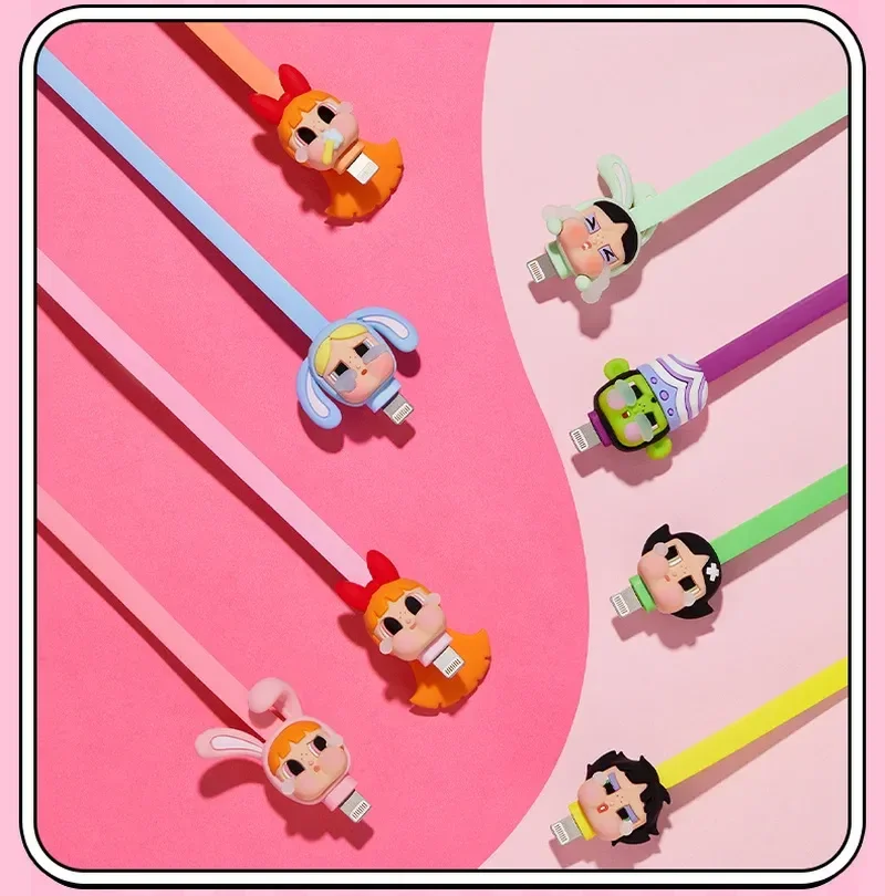 Genuine Crybaby X Powerpuff Girls Data Cable Action Figures Peripheral Boys Girls Gift Cute Cartoon Decor Toys