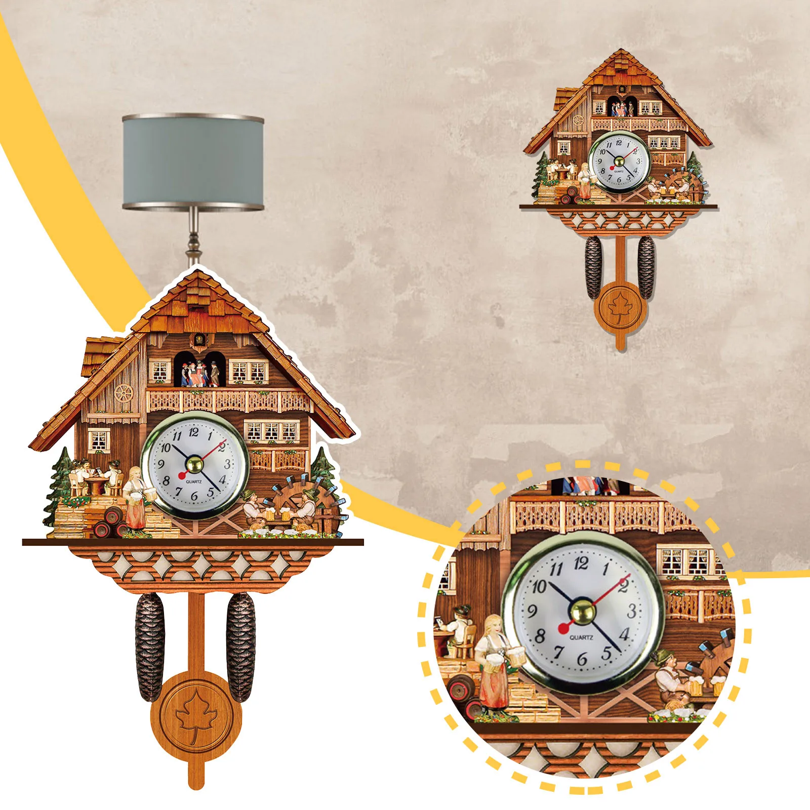 Retro Cuckoo Wall Clocks Cuckoo Pendulum Bird Decorative Hanging Time Alarm Clock Living Room Home Decora horloge murale