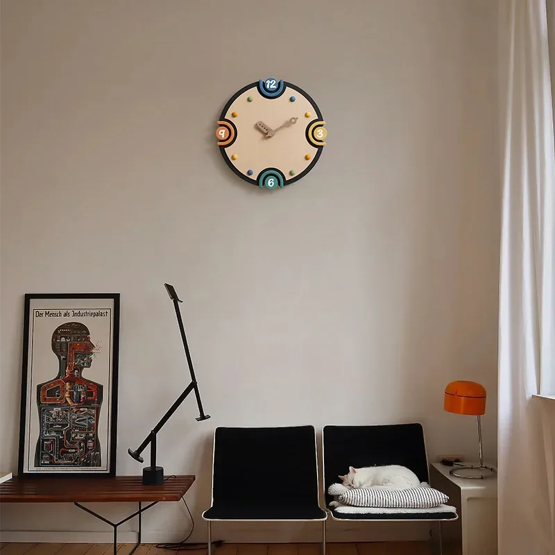 Walk Clock Modern Minimalist Cream Large Silent Wall Clock Quartz Home Decor Living Room Bedroom Kitchen Entryway TV Cabinet