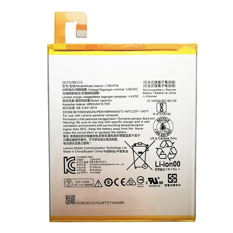 2025 Year Original Battery L16D1P34 For Lenovo TAB4 8 TB-8504N TB-8504X TB-8504F TAB4 8 plus TB-8704F 8704X 8704N Tablet Bateria image 2