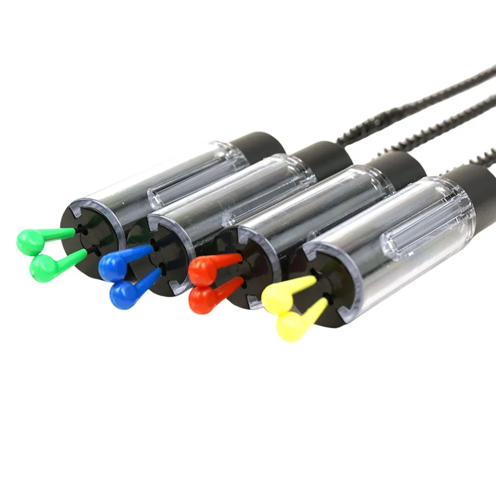 

4-х предметный светодиодный индикатор поклевки для ловли карпа с прозрачной съемной трубкой и металлической мягкой цепью для ночного использования