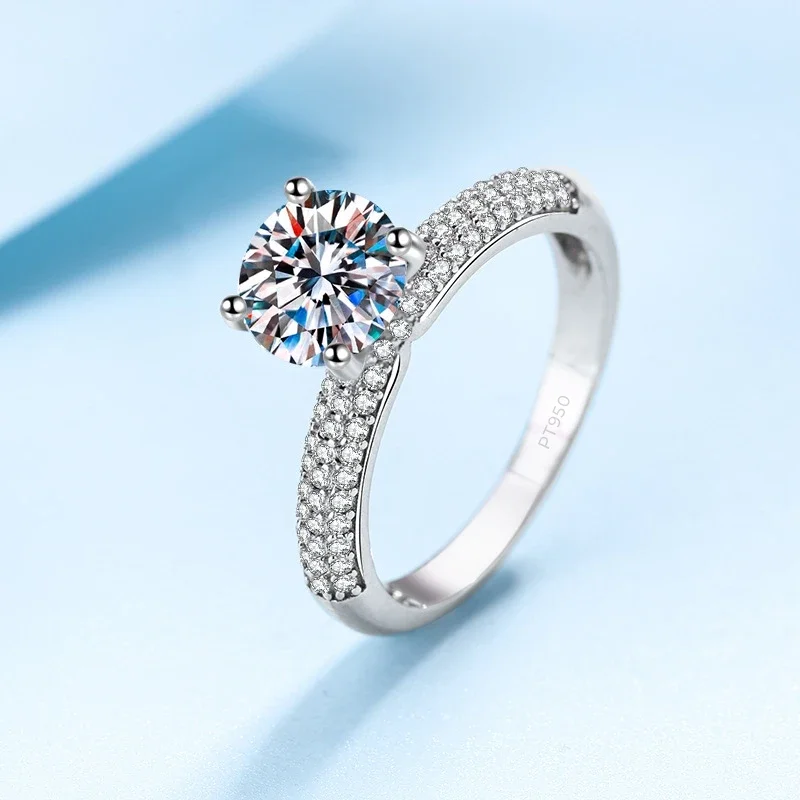

New Style PT950 Platinum Classic Birthday Gift Engagement Rins VVS1 D Color Diamond 2 Carat Moissanite Brilliant for Women party