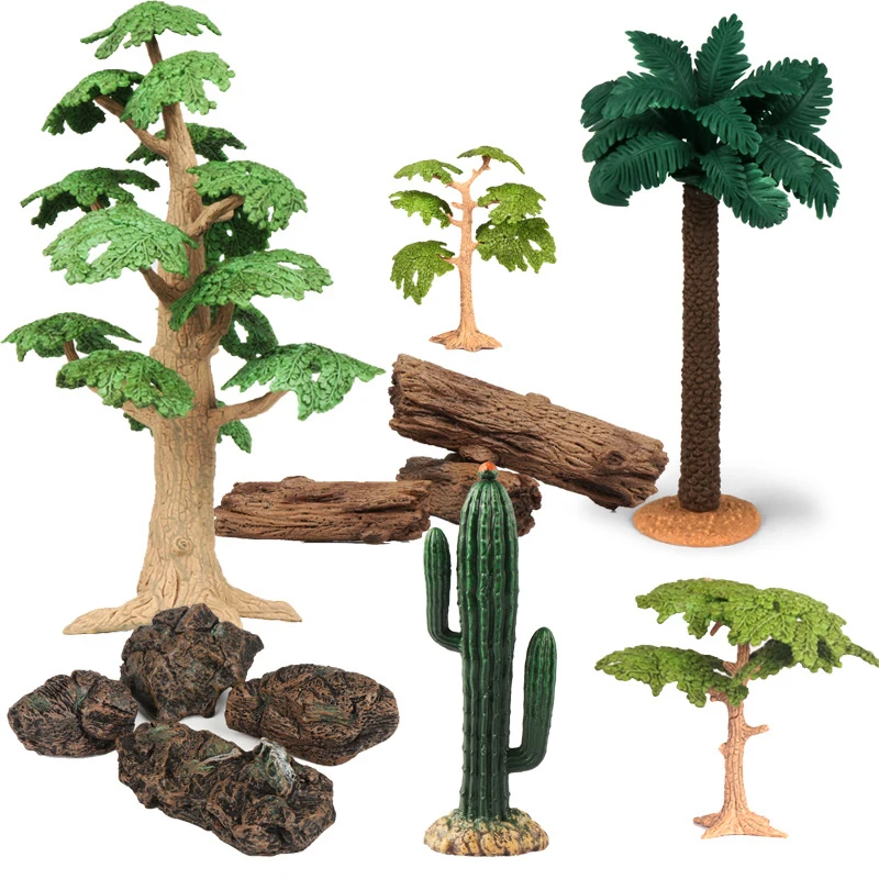 Simulation Toy Small Tree Model Children's Scene Cactus Stone Wood Accessories