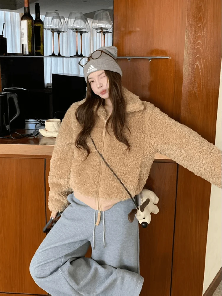 

Женское винтажное пальто из овечьей шерсти Meveen с воротником-стойкой, легкое, на молнии, однотонное