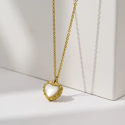 Ramos Stainless Steel Heart Pendant Necklace Stylish Shell Metal Chain Collar Necklace Romantic Jewelry цепочка на шею женская