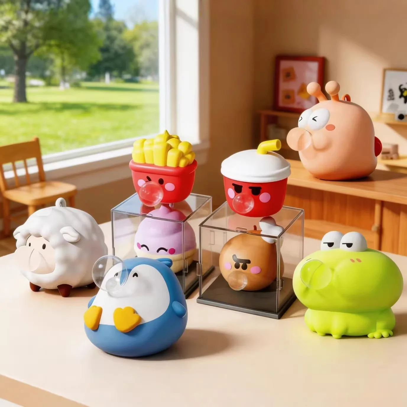 Pressing Bubble-blowing Squishy Mold Creative Cute Funny Squeeze and Blow Bubbles Stress Relief Gift for Kids Home Decoration