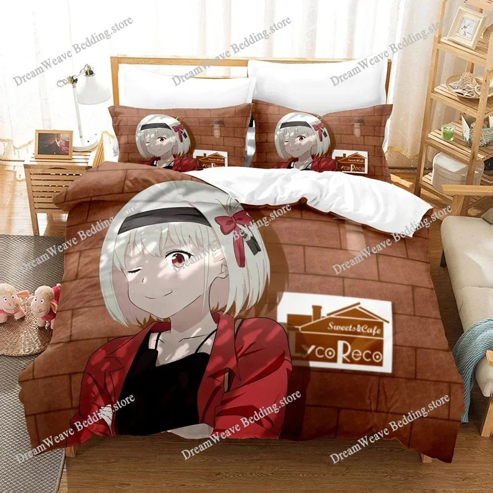 

3D Printing Lycoris Recoil Cartoons Bedding Set Duvet Cover Bed Set Quilt Cover Pillowcase Comforter King Queen Size Boys Adult7