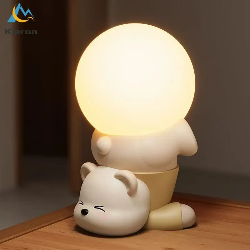 Nordic Modern Inverted Bear Floor Lamp Bedroom Study Hotel Bedside Table Lamp Living Room Decoration Egg Laying Bear Night Light