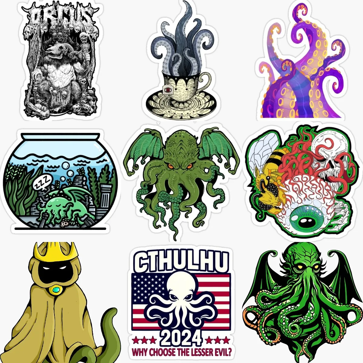 Cthulhu Great Old Ones Octopus Monster Tentacles Sticker for Decorate Table Wall Car Helmet Bumper Truck Bicycle Van Decal