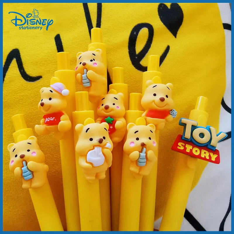 disney cartoon gel caneta bala ferramentas de escrita papelaria 05 preto animacao winnie the pooh push tipo estudante exame canetas 36 50 pcs 01