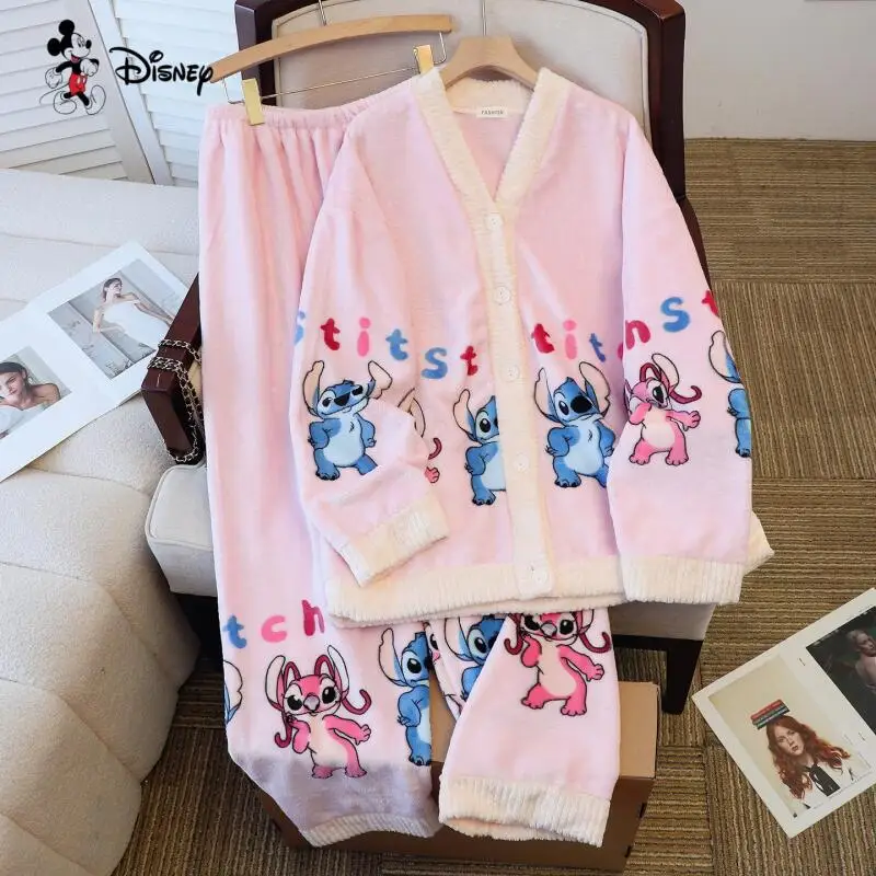 Ensemble pyjama chaud à manches longues pour étudiantes, Kawaii, vêtements de maison épais pour femmes, ensemble deux pièces doux et à la mode, Anime, hiver