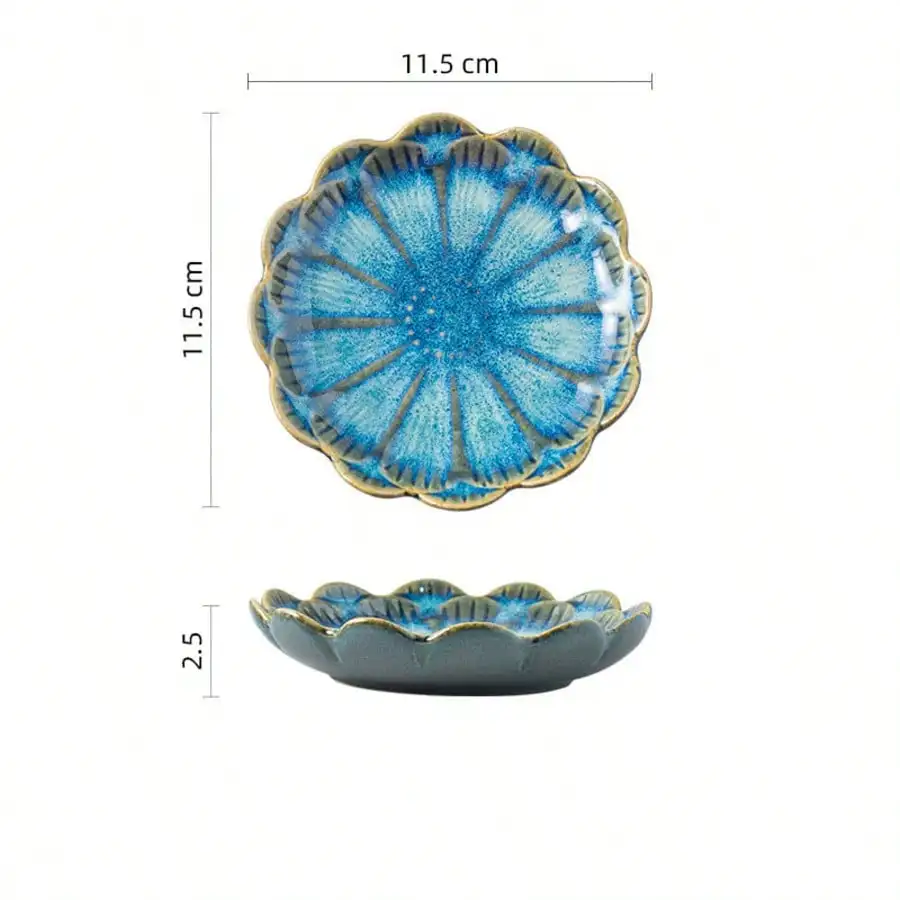 Personalized Engraved Lotus Ceramic Jewelry Tray Custom Text Blue Flower Ring Trinket Dish Gift For Women