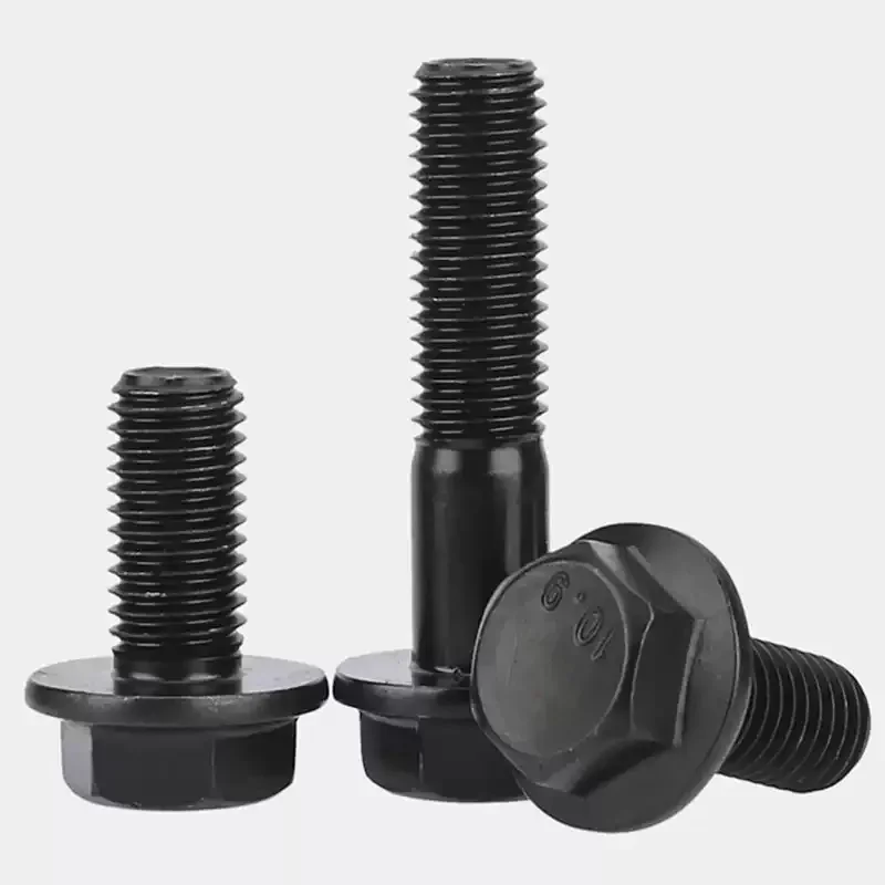 M10 M12 M14 M16 Grade 10.9 Black Carbon Steel Fine Thread Hexagon Head Flange Cap Screw Hex Washer Head Bolts  Pitch 1.25/1.5mm