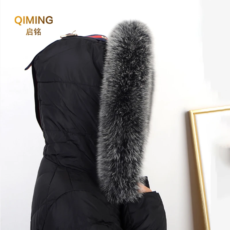 Winter Warm Real Fur Collar Scarves For Women Men Fox Fur Scarf Female Hood Fur Decor Shawls and Wraps Parkas Coat Fur Collar