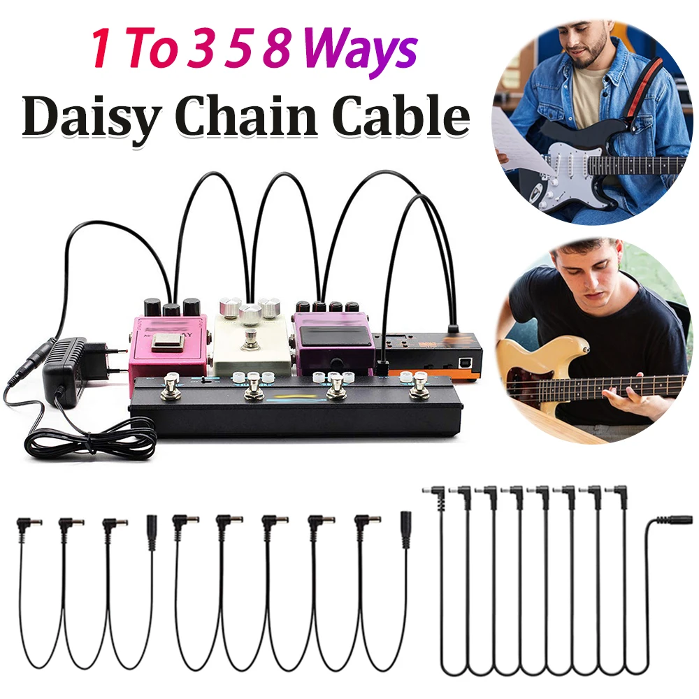 Daisy-Chain-Kabel 1 bis 3/5/8-fach 9V DC Adapterstecker Stromkabel Gitarreneffektpedal Netzteil Kabel Gitarrenzubehör