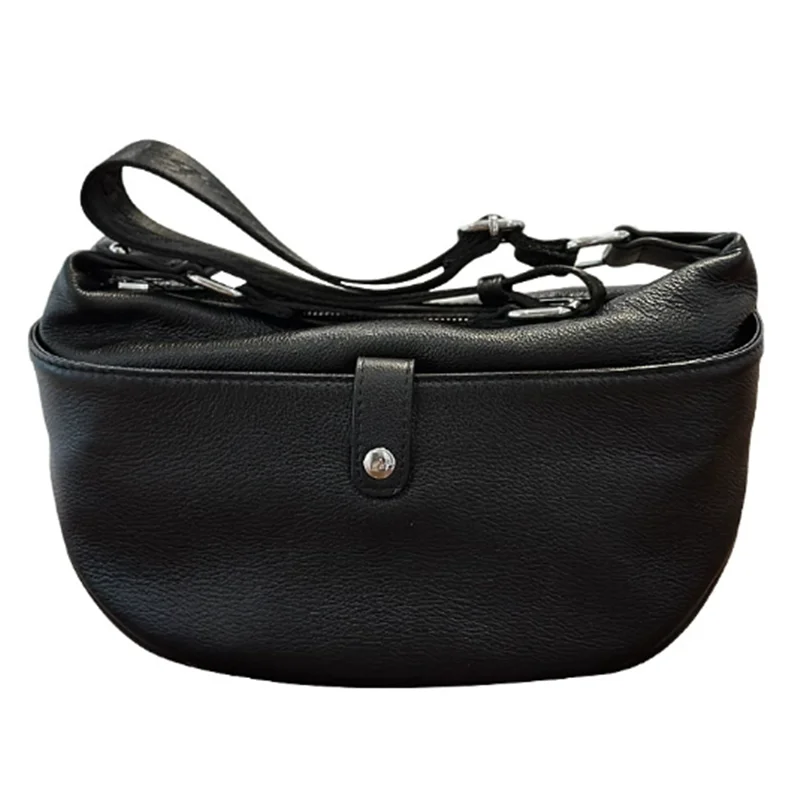 حقيبة كروس جديدة من جلد البقر بطبقة علوية سوداء نقية من الجلد الطبيعي لعام 2026، حقيبة صغيرة بكتف واحد خفيفة الوزن