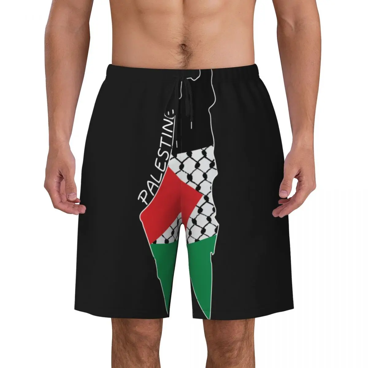 

Palestine Flag Map Kufiya Pattern Board Shorts Summer Stylish Board Short Pants Men Sports Surf Fast Dry Graphic Beach Trunks