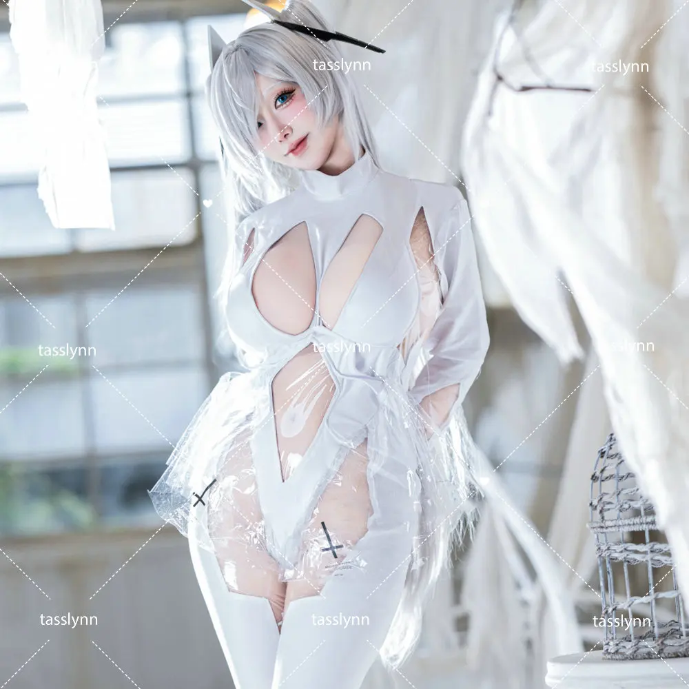 NIKKE Cinderella Cosplay Costume Fanart Crystal Jumpsuit Cinderella Glassy Princess Dress Halloween Costumes White Bodysuit