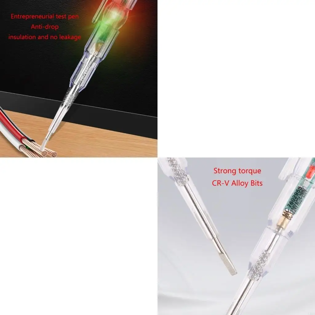 

Electrical Tester Pen with Clip Portable Tester Screwdriver with Dual Colors LED
