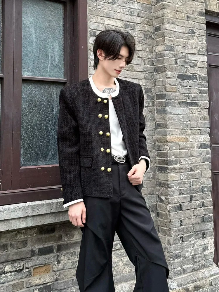 

Мужское шерстяное пальто без воротника с подплечниками в американском стиле, молодежный тренд, полиэстер