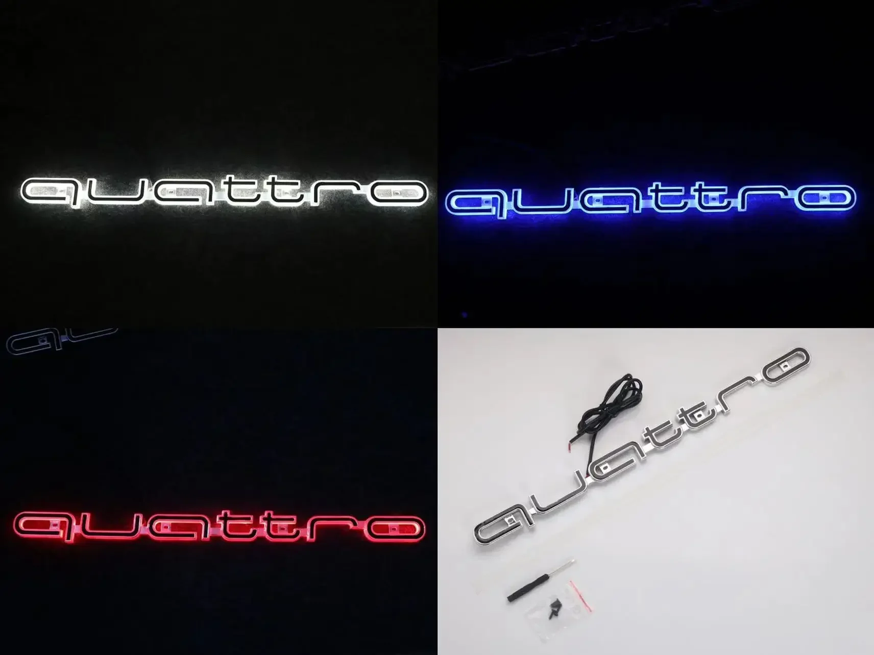 

1X Car LED Front Grille Logo Lamp Quattro Logo Light for Audi Quattro A3 A4 A5 A6 A6L A7 A8 Q3 Q5 Q7 S3 S4 S5 RS3 RS4 RS6 Badge