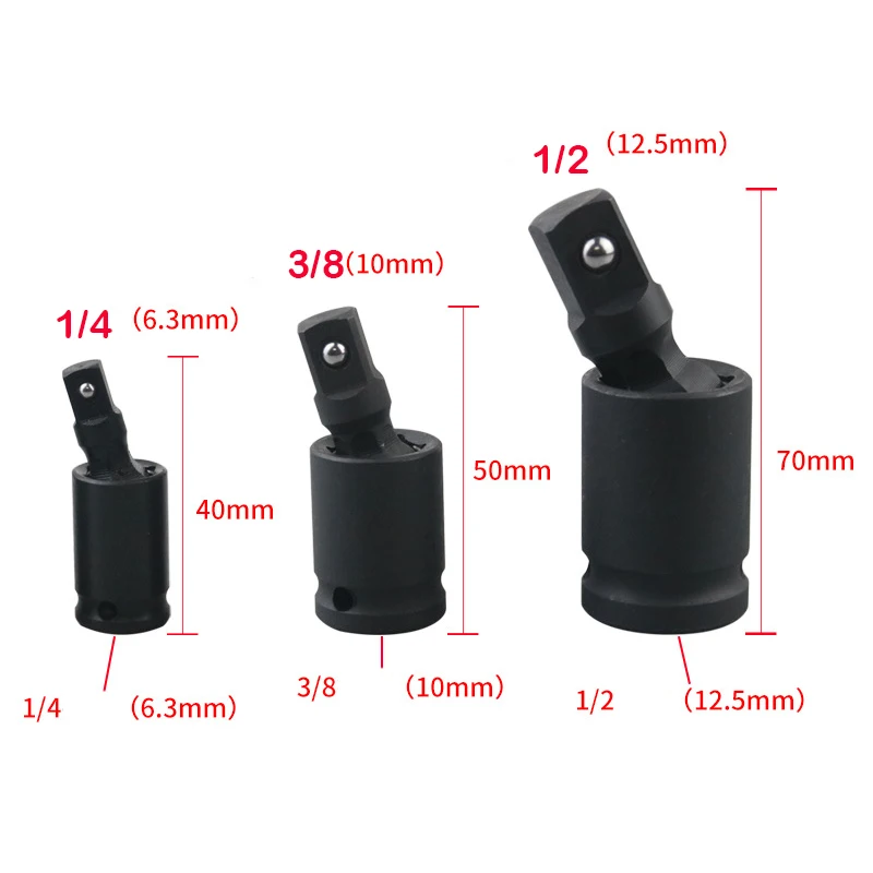 1/2 3/8 1/4 360 Degree Swivel Knuckle Joint Air Impact Wobble Socket Adapter Hand Tools Portable Universal Tools