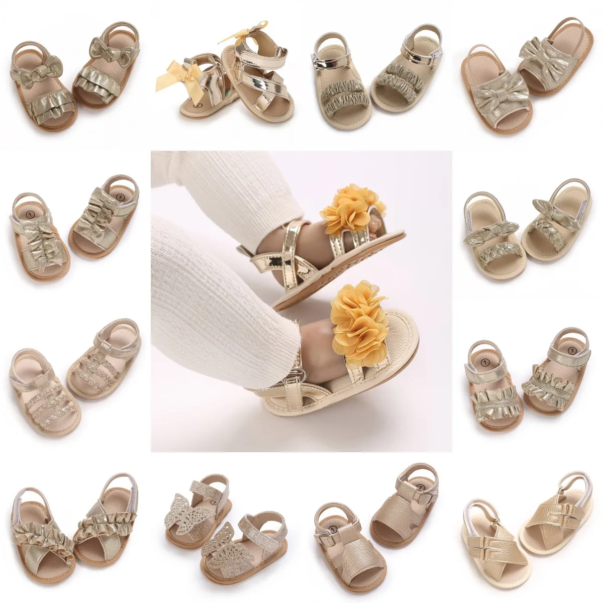 

Милые золотые сандалии для малышей, детская кроватка, летние сандалии для новорожденных, обувь для маленьких мальчиков и девочек, резиновая мягкая подошва, нескользящая