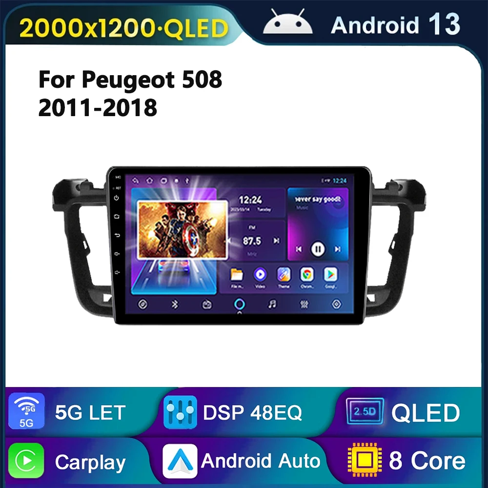 

Для Peugeot 508 2011-2018 автомобильный радиоприемник Android авто стерео головное устройство экран мультимедиа без 2DIN Carplay плеер GPS WIFI головное устройство
