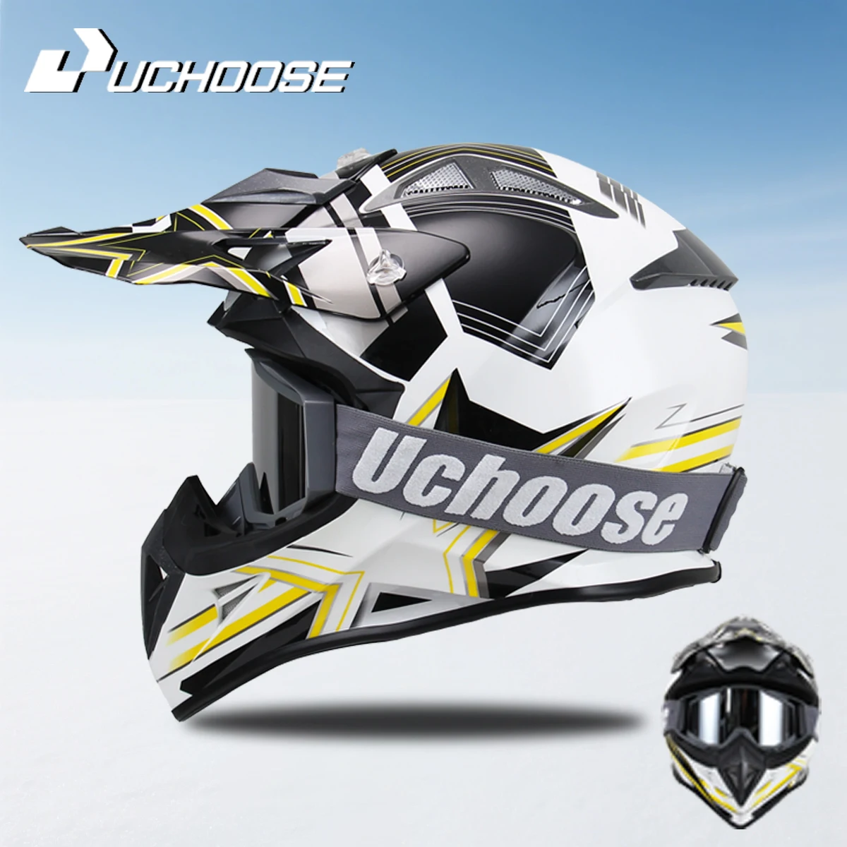 

Uchoose High Quality Motorcycle Off Road Racing Helmet ATV Forest DH Mountain Bike Full Helmet DOT Approved Gift Off-road goggle