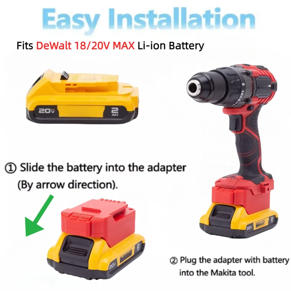 Adapter/Converter for 18V 20V MAX DeWalt DCB205. Series Li-ion Battery TO Bauer 20V Cordless Electric Drill Tools(Only Adapter)