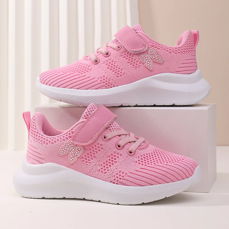 Niedliche Mädchen-Freizeitschuhe, leichte Mesh-Laufschuhe für Studenten und Kinder, flache, bequeme Wanderschuhe, rutschfest – Detail 4