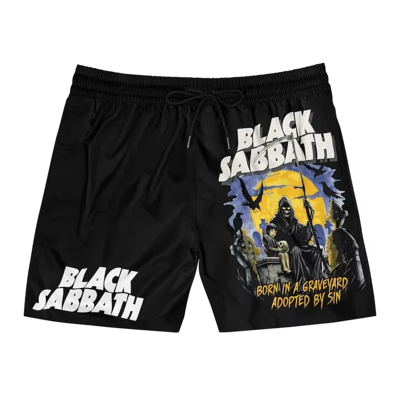 

2025 New Summer Men's Heavy Metal Shorts Unique Gift From Boyfriend Heavy Metal Swimming Shorts Men's Shorts Large Size