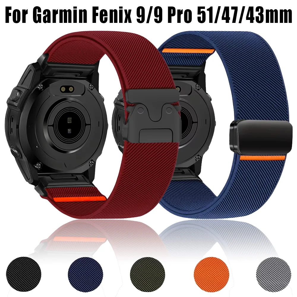 Quick Fit 26mm 22mm 20mm Nylon Strap For Garmin Fenix 9/9 Pro 51/47/43mm Magnetic/Parachute Buckle Belt Garmin Quatix 8 Tactix 8