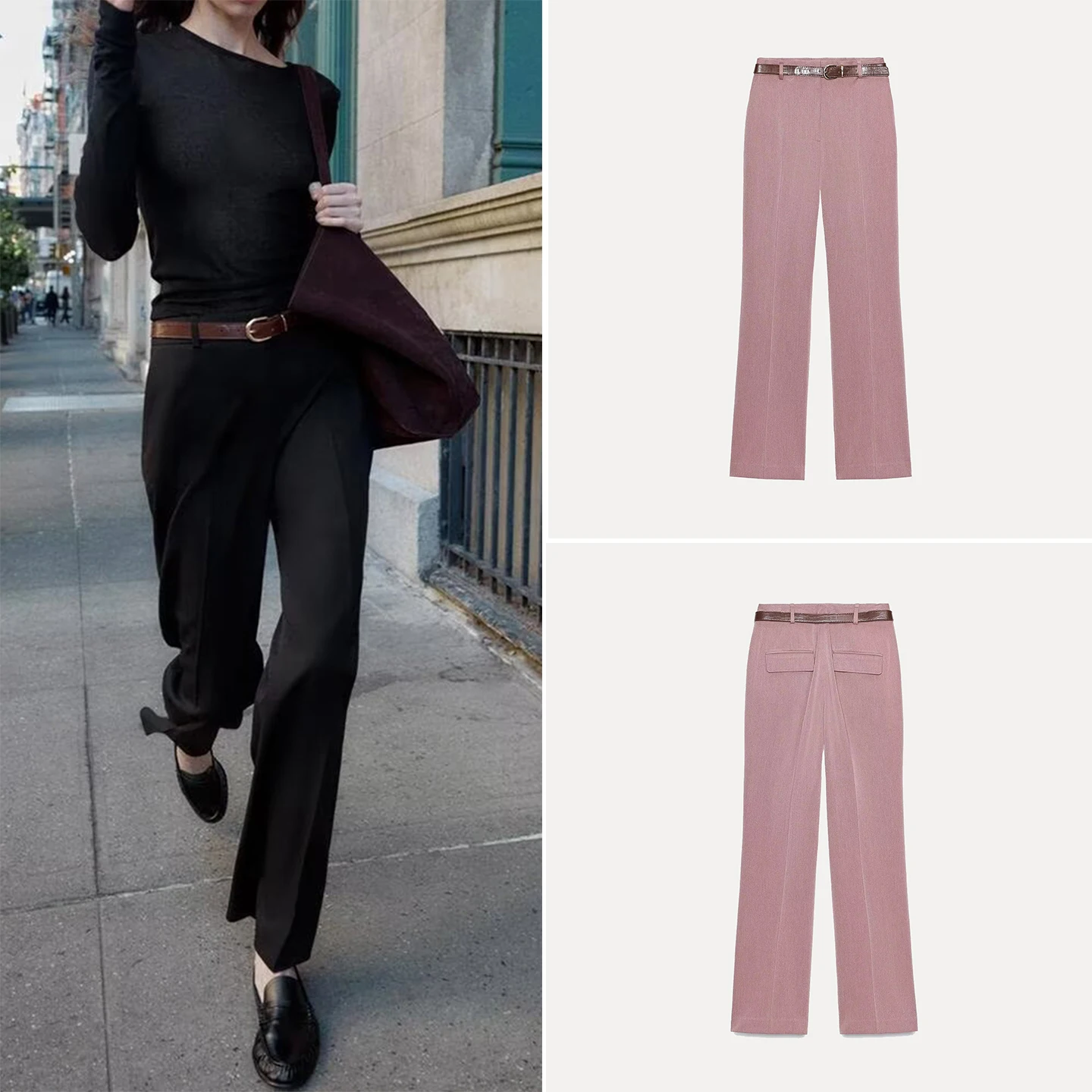

Faionable Loose Straight Leg Pants with Belt Autumn 2025 Women's Sle Personali Sweet High Waist Long Trousers
