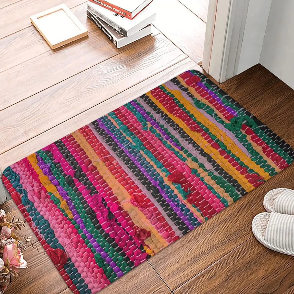 

Anti-Slip Doormat Living Room Mat Beautiful Mexican Weave Hallway Carpet Entrance Door Rug Bedroom Decorative