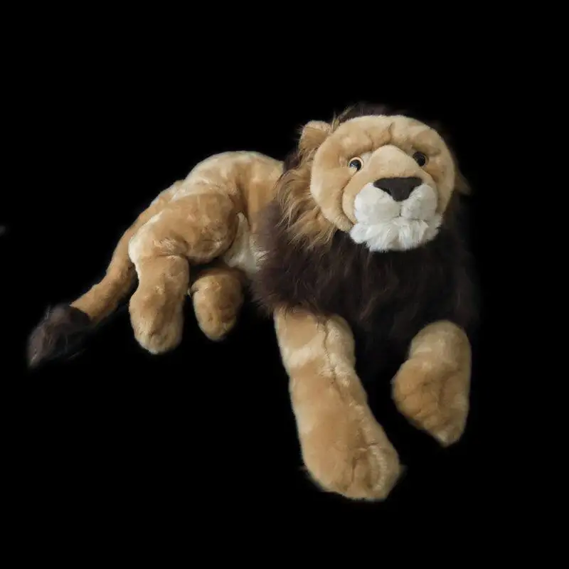 Simulation Animal Lion Plush Toy Realistic Male Lion Stuffed Doll Cute Wild Animals Car Ornament Gift  55cm DY10442