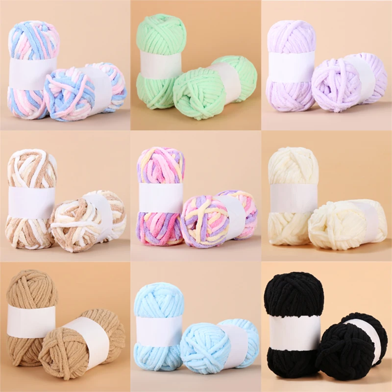 50g/Ball Colorful Ice Strip Thread Yarn Coarse Wool Thread Chenille Thick Hand Knitting Yarn Anti-Pilling Crochet Scarf Blanket