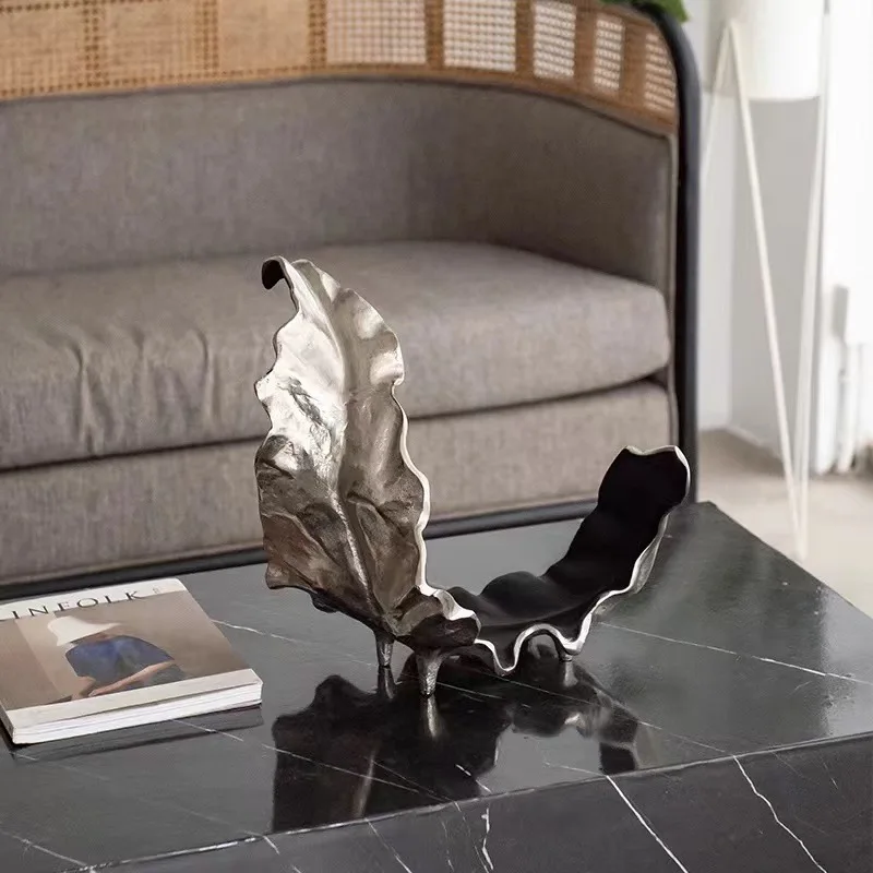 

Tray Miniatures Decor Figurines Resin Handicraft Leaf Fruit Bowl Curved Dead Leaf Desktop Storage Container Tray Home Decor